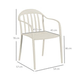 easycomfort easycomfort set 4 sedie da giardino impilabili in pp con schienale alto e braccioli 57x54x78 cm bianco