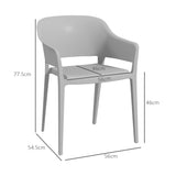 easycomfort easycomfort set 4 sedie da giardino in plastica impilabili con braccioli e schienale alto in pp grigio
