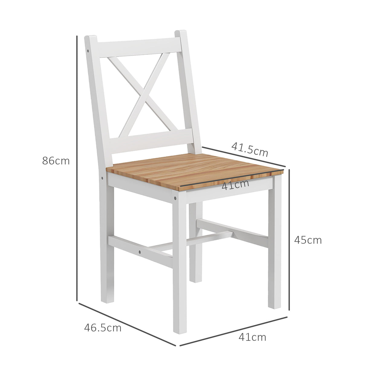 easycomfort easycomfort set 4 sedie per cucina e soggiorno con schienale a croce in legno di pino 41x46 5x86 cm