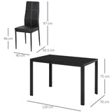 easycomfort easycomfort set 5 pezzi con 1 tavolo e 4 sedie per cucina o sala da pranzo in finta pelle metallo e vetro temperato nero