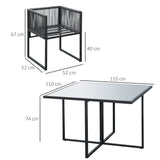 easycomfort easycomfort set da giardino 5 pezzi in rattan 4 sedie da giardino e tavolo da pranzo con piano in vetro