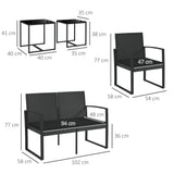 easycomfort easycomfort set da giardino con 2 sedie divanetto e 2 tavolini con cuscini e piano in vetro nero