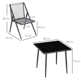 easycomfort easycomfort set da giardino con 4 sedie con cuscini e tavolo da pranzo quadrato in vetro grigio scuro
