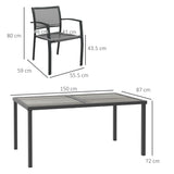 easycomfort easycomfort set da giardino con 6 sedie impilabili in tessuto a rete e tavolo effetto legno grigio