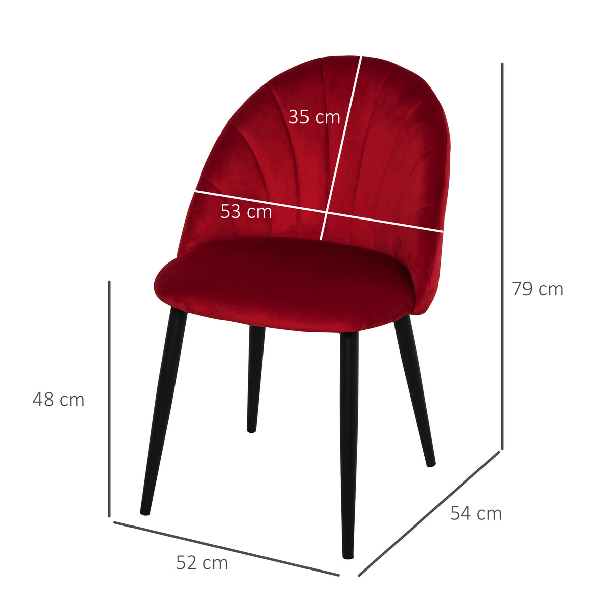 easycomfort easycomfort set di 2 sedie sala da pranzo sedie cucina moderne con schienale a conchiglia e gambe in metallo sedia in velluto con imbottita per cucina camera da letto ufficio e soggiorno rosso ean 8055776912158