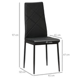 easycomfort easycomfort set di 4 sedie da pranzo con schienale alto in finta pelle e acciaio 41x50x97cm nero
