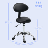 easycomfort easycomfort sgabello estetista con ruote e schienale altezza regolabile e seduta girevole in finta pelle nero