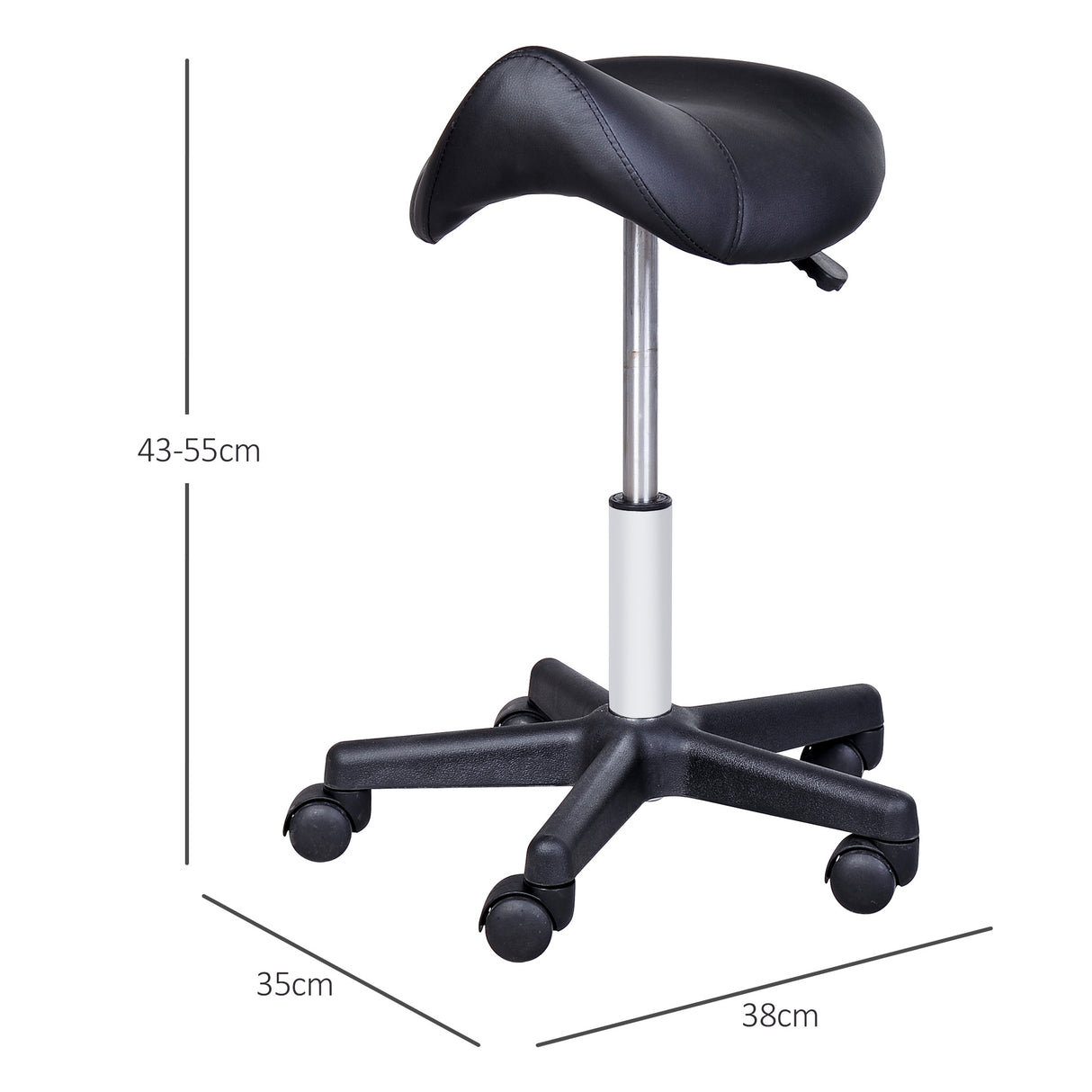 easycomfort easycomfort sgabello girevole a sella con ruote e altezza regolabile imbottito e rivestito in finta pelle nero