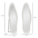 easycomfort easycomfort specchio a figura intera con cornice ondulata in velluto specchio da terra e da parete 160x50 cm bianco
