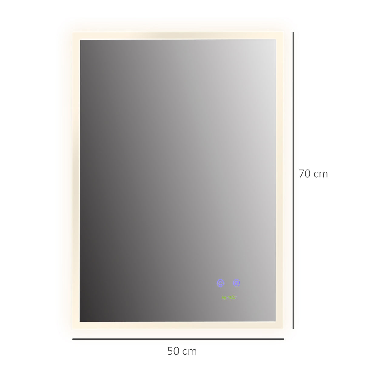 easycomfort easycomfort specchio bagno con luce led funzione anti appannamento e tasti touch 70x50cm argento