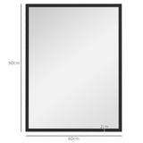 easycomfort easycomfort specchio da parete rettangolare con ganci in vetro e mdf 60x80 cm nero