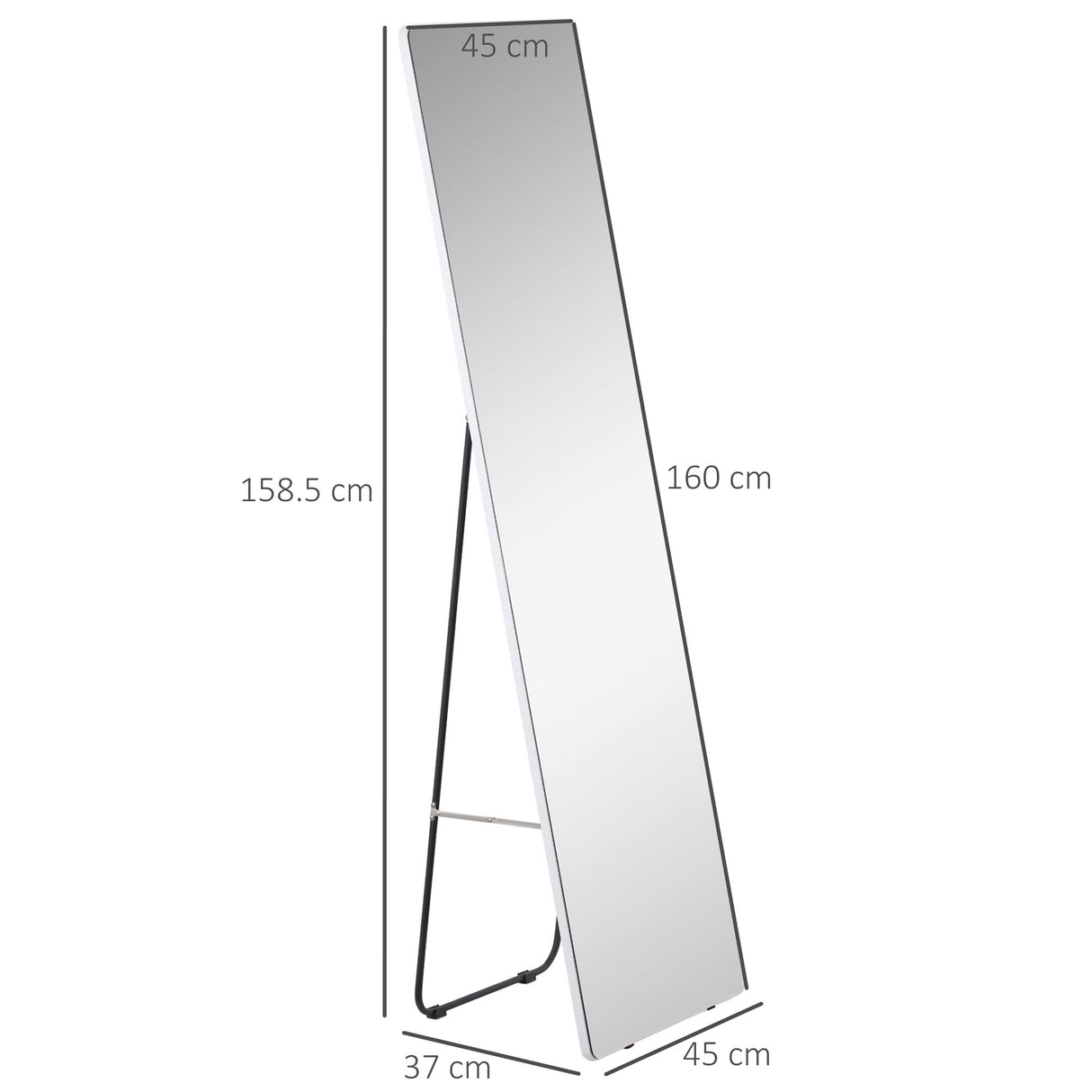easycomfort easycomfort specchio da terra e parete con struttura in alluminio per camera ingresso e bagno 45x37x158 5cm