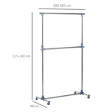 easycomfort easycomfort stender appendiabiti con altezza ed estensione regolabili 4 ruote girevoli acciaio inox e abs 165x48x180cm