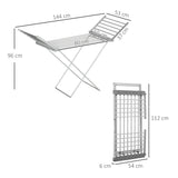 easycomfort easycomfort stendino elettrico riscaldato con ali pieghevole salvaspazio in lega di alluminio 144x53x91cm argento
