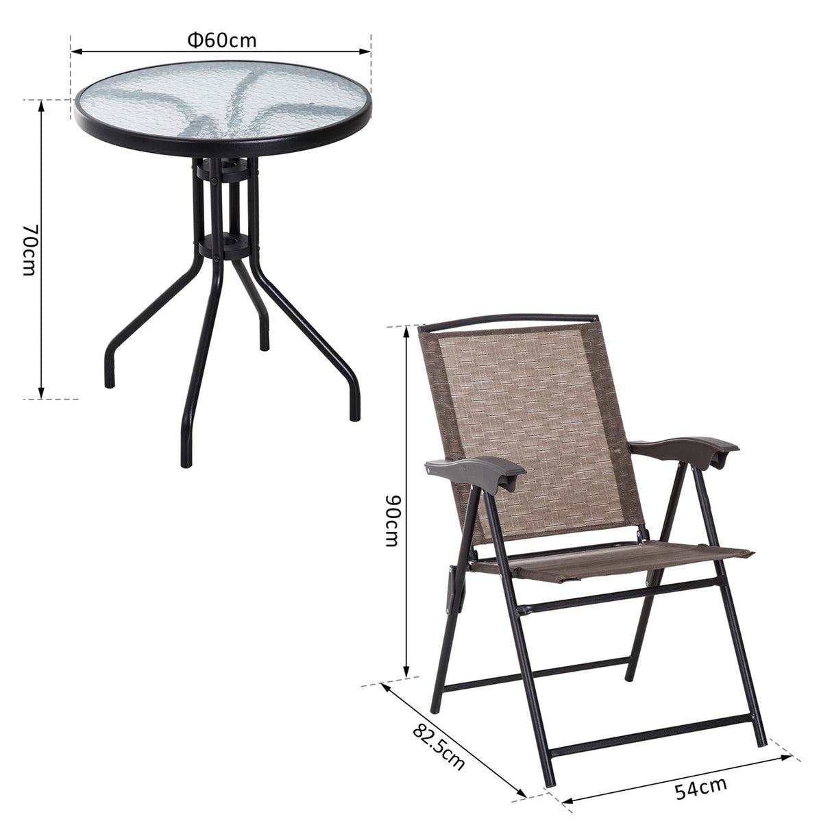 easycomfort easycomfort tavolino con 2 sedie set mobili 3pz pieghevole regolabile esterno textilene marrone