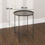 easycomfort easycomfort tavolino da giardino con vassoio rimovibile e gambe pieghevoli in acciaio 46x50 cm nero