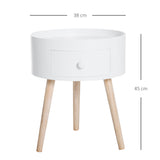 easycomfort easycomfort tavolino da salotto moderno in legno tavolino rotondo con cassetto tavolino da caffe per soggiorno e camera bianco ean 8054111846318