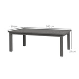 easycomfort easycomfort tavolino per esterni rettangolare in alluminio effetto legno 100x60cm marrone