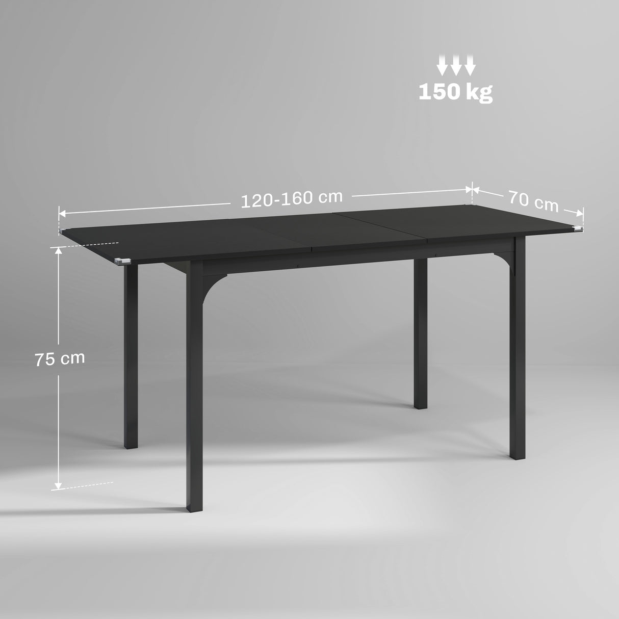 easycomfort easycomfort tavolo allungabile 4 6 posti espandibile da 120 160 cm con gambe in acciaio nero