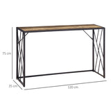easycomfort easycomfort tavolo consolle da ingresso in stile industriale mobile vintage in acciaio e legno 120x35x75cm marrone