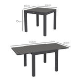 easycomfort easycomfort tavolo da giardino allungabile per 4 6 persone con piano a doghe in alluminio 81162x80x75 cm grigio