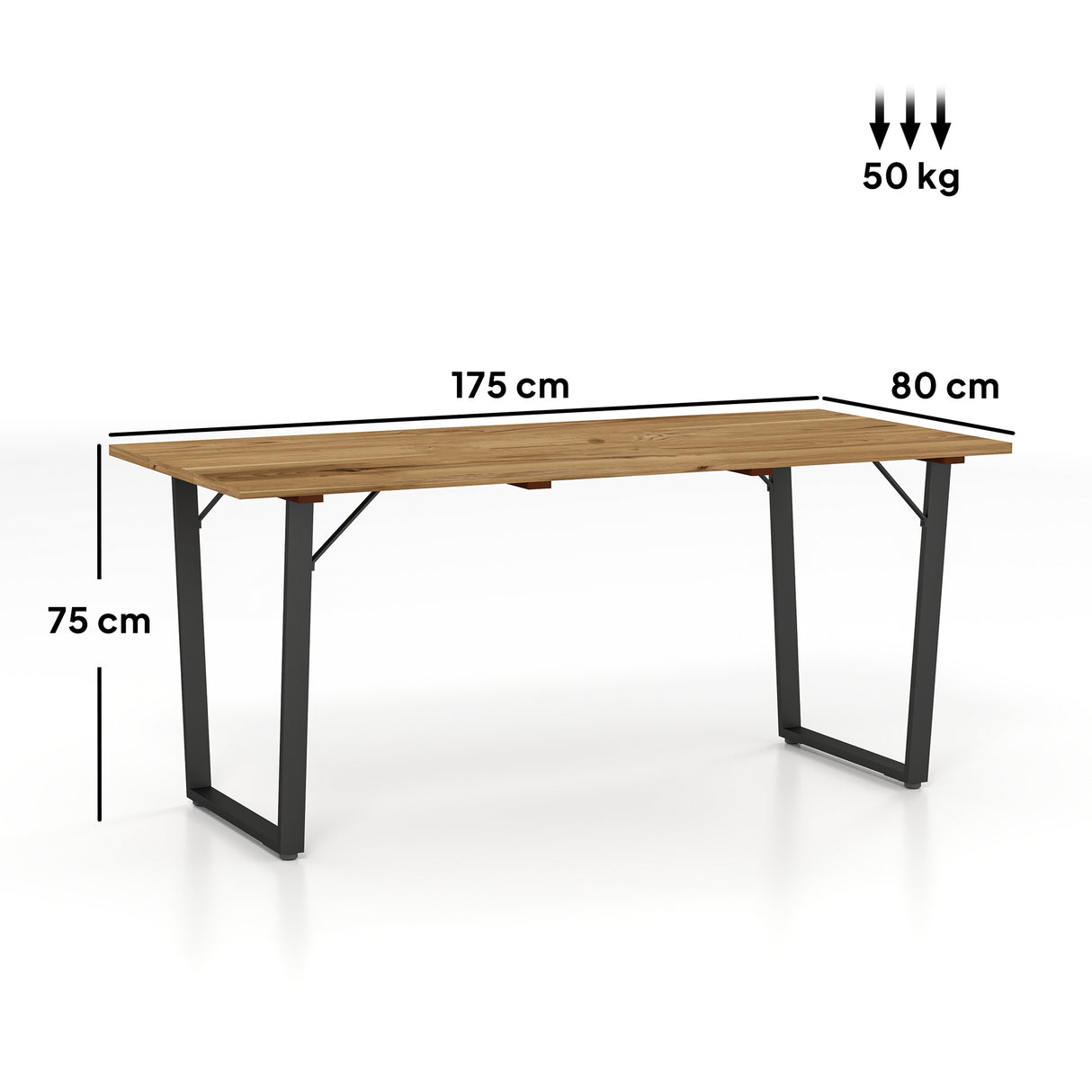 easycomfort easycomfort tavolo da giardino rettangolare a 6 posti con foro per ombrellone legno e acciaio 175x80x75 cm marrone
