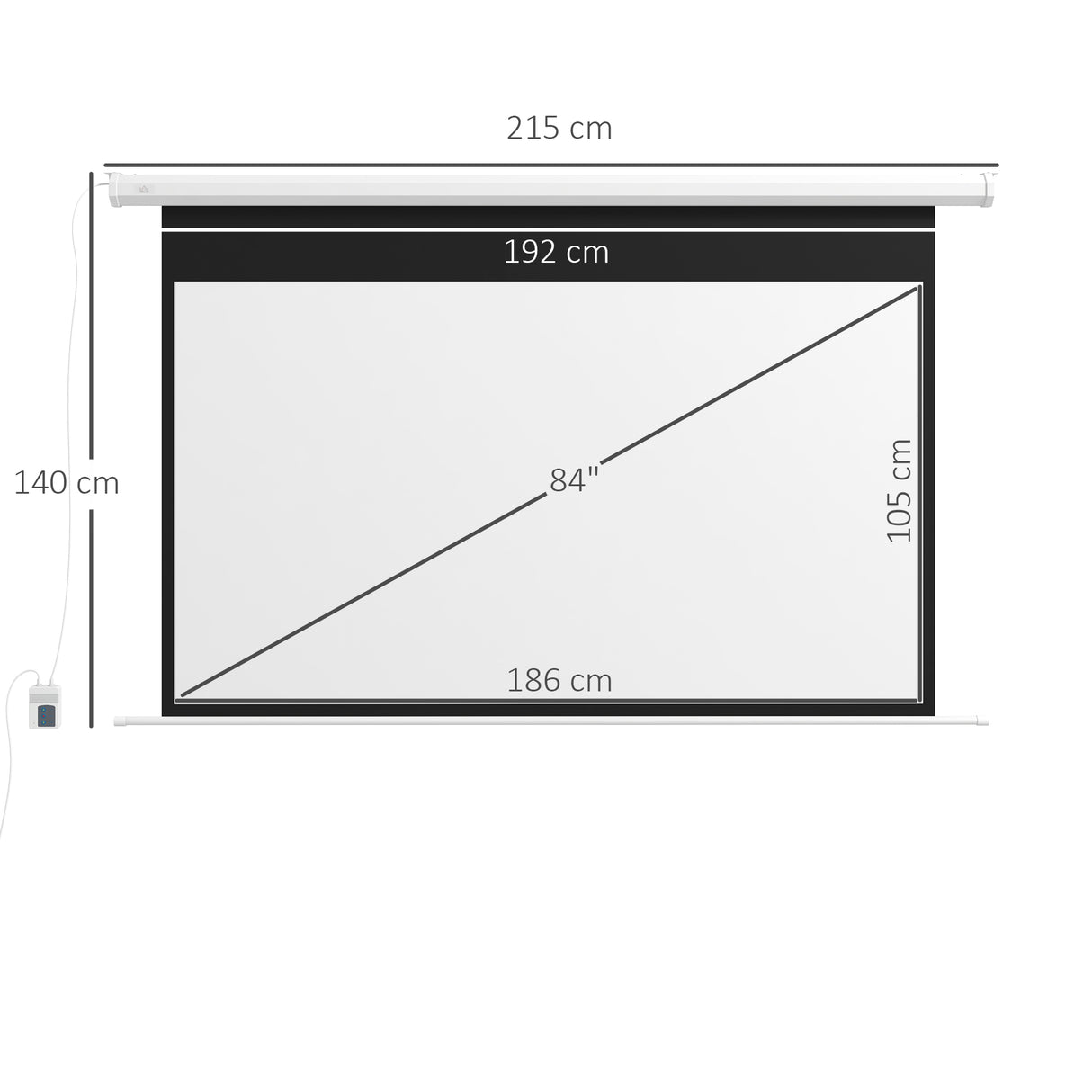 easycomfort easycomfort telo per proiettore 84 169 motorizzato con telecomando 215x8x140cm bianco