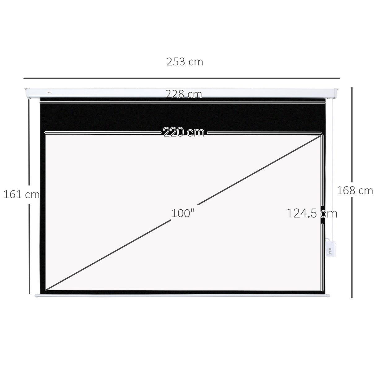 easycomfort easycomfort telo proiettore 100 pollici con telecomando in pvc e metallo 247x7 5x168 cm bianco