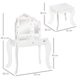 easycomfort easycomfort toeletta per bambini con sgabello tavolo trucco con triplo specchio e cassetto 63x40x85 5cm bianco