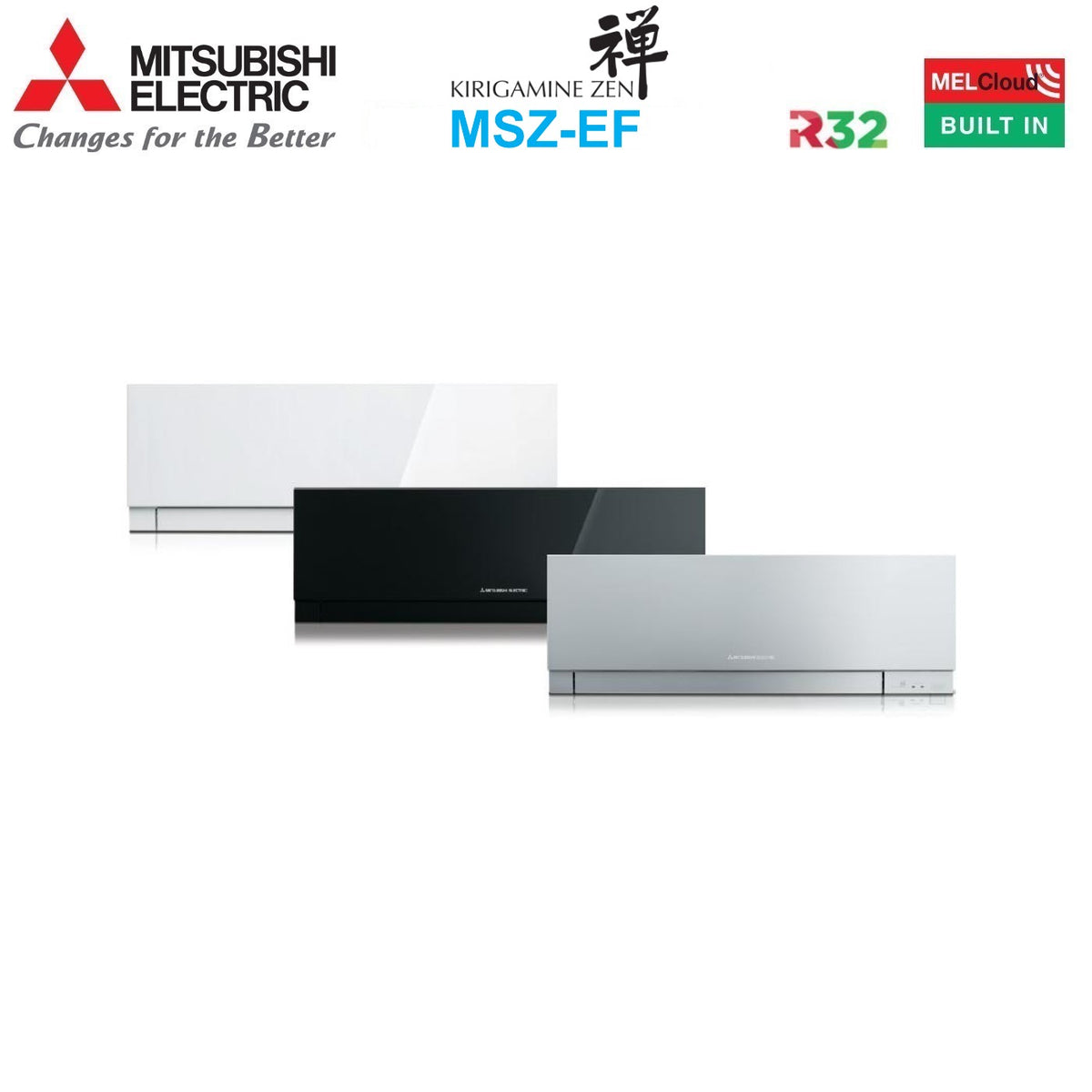 unita interna a parete mitsubishi electric serie kirigamine zen black 7000 btu msz ef22vgkb r 32 wi fi integrato colore nero