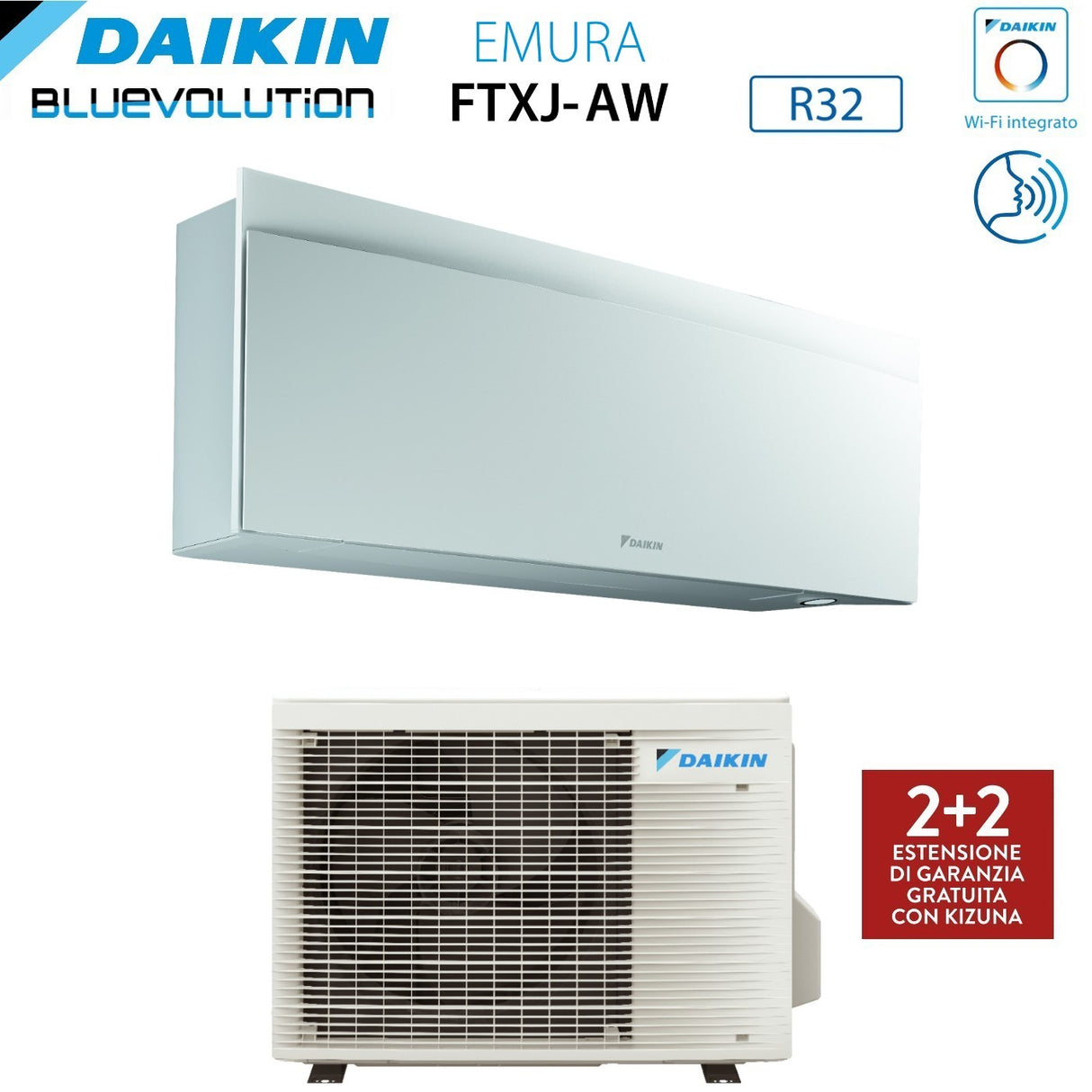 climatizzatore condizionatore daikin bluevolution inverter serie emura white iii 7000 btu ftxj20aw r 32 wi fi integrato classe a___ garanzia italiana
