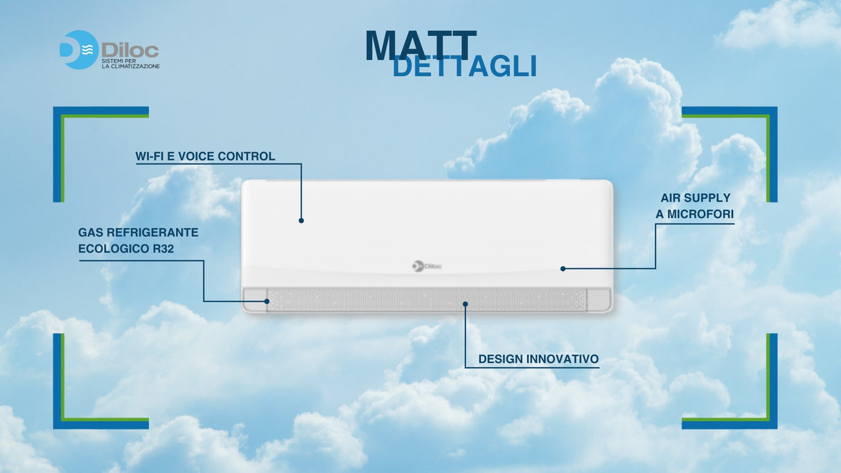 diloc condizionatore diloc matt 12000 btu d matt12000 r 32 wi fi integrato