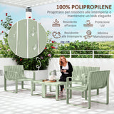 easycomfort area occasioni 2529 easycomfort set da giardino 5 pezzi a doghe con divanetto 2 poltroncine e 2 tavolini in polipropilene verde