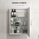 easycomfort easycomfort armadietto bagno da parete in legno con 3 ripiani regolabili in vetro su 3 livelli 40x15x55 cm bianco