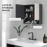 easycomfort easycomfort armadietto con specchiera bagno a 2 ante e mensole regolabili in legno 55x17x55cm grigio