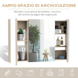 easycomfort easycomfort armadietto pensile da bagno a parete con specchio a 3 ante e ripiani regolabili in legno 90x60x13 5cm ean 8054144132402
