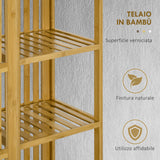 easycomfort easycomfort armadio aperto in bambu con 2 ante scorrevoli ripiani aperti e barra appendiabiti 145x35x165cm