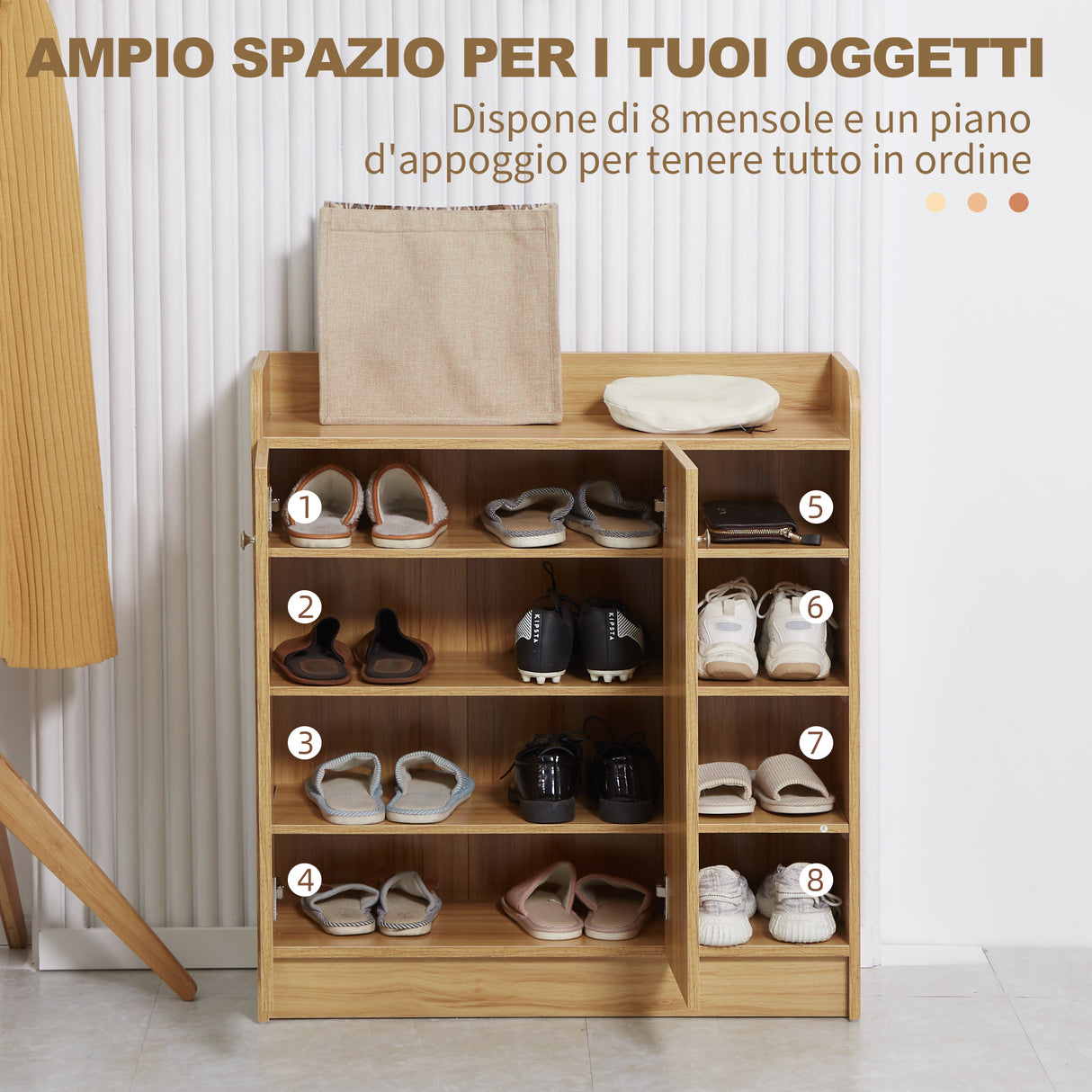 easycomfort easycomfort armadio scarpiera salvaspazio e moderno in legno per 12 paia con 4 ripiani aperti 83x30x90 cm marrone chiaro