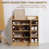 easycomfort easycomfort armadio scarpiera salvaspazio e moderno in legno per 12 paia con 4 ripiani aperti 83x30x90 cm marrone chiaro