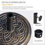 easycomfort easycomfort base per ombrellone rotonda da 12kg in resina con decorazione per pali da 38mm e 48mm 45x33cm bronzo