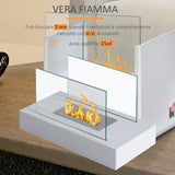 easycomfort easycomfort camino a bioetanolo da tavolo 830 w bruciatori senza residui inodore in acciaio inox con vetro 35x18x21 cm bianco ean 8054111844123