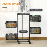 easycomfort easycomfort carrello portavivande con 4 cestelli piano dappoggio e ruote in acciaio e pp 33x33x77 cm