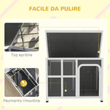 easycomfort easycomfort casetta per cani con finestrelle e ingresso a tenda in legno di abete 90x62x71 cm grigio chiaro