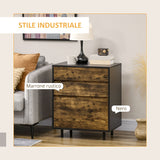 easycomfort easycomfort cassettiera con 3 cassetti in truciolato dallo stile rustico 60x45x75cm marrone e nero