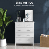 easycomfort easycomfort cassettiera con 5 cassetti in legno salvaspazio e antiribaltamento 74x40x91cm bianco