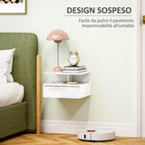 easycomfort easycomfort comodino sospeso per camera da letto con cassetto e ripiano aperto in legno 35x32x22 5 cm bianco