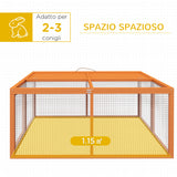 easycomfort easycomfort conigliera da esterno pieghevole per 2 3 roditori con ingressi multipli in legno e acciaio 110x105x50 cm arancione