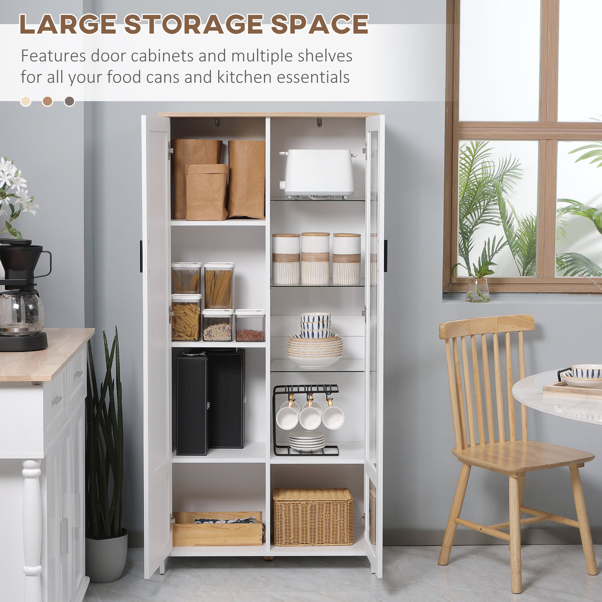 easycomfort easycomfort credenza moderna a 2 ante con mensole regolabili in legno e vetro 76x36x160cm bianco