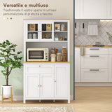 easycomfort easycomfort dispensa cucina con cassetti ripiani aperti e scaffali regolabili in legno 100x40x180 cm bianco