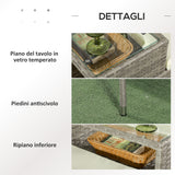 easycomfort easycomfort divanetto per esterni 2 posti con tavolino da caffe in acciaio e rattan pe 137x59x82 cm grigio e crema